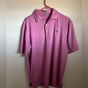 Peter Milar Summer Comfort Golf Polo Pink/Gray Striped Size Large